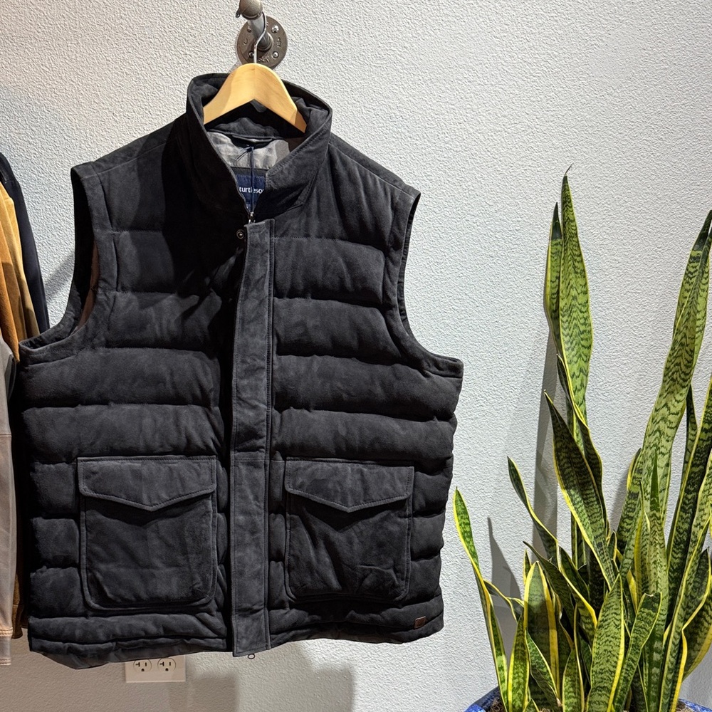 Men's Turtleson Salzburg Suede Vest in Admiral Blue/Grey